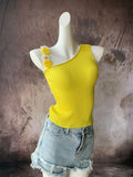Zingj Color Lemon Yellow Vest Female Dopamine Wear With Stereo Flower Sling Handmade Hook Flower Diagonal Shoulder