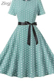 Women Summer Floral 50s Vintage Casual Elegant Print O Neck Party Work Office Dress Retro Rockabilly