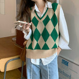 Zingj New Autumn And Winter Ling Case Fashion Knitting Women's Vest Literature And Art Minority Wear Collision Color Horse Clip Vest Female-Outfit