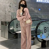 Zingj Sports Hoodie Suit Female 2024 Spring And Autumn New Small Hooded Short Coat Wide Leg Pants Two Sets-Outfit