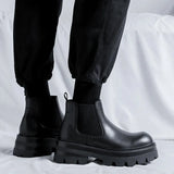 2025 New Round Head Thick Bottom Male High Help Middle Tube Youth Heel Set Foot Trend Martin Boots