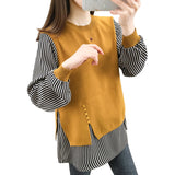 Zingj Dress 2024 New Loose Coat Sweater Knit Bottom Shirt Jacket Korean Version Fake Two Sets Of Women's Hoodie-Outfit