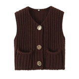 Autumn Street Shirt Fashion Cute Crochet Wool Vest Knitted Thick Knitted Vest Women's