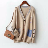 knitted jacket 2021 new autumn and winter Korean version of the V-neck fashion outer cardigan sweater