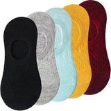 pieces = 5 pairs Women Invisible Solid Color Socks Slippers Ladies Polyester Cotton Non-slip Silicone Ankle Socks