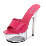 Zingj Patent Leather 15Cm Special High Heels With Sexy Waterproof Platform Hate Day Superb High Slippers Female