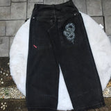 New High Street Hiphop Hip Hop Brand Printed Jeans Men's Straight Baggy Wide-Legged
