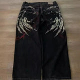 Zingj Year's Hot Classic Retro Y2K Loose Letter Jeans High Street Leisure Punk Style Is Wide. 211-1-Outfit