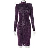 Women Autumn Winter Long Sleeve Party Club Bodycon Purple Midi Dress Streetwear 2021 Fall Wholesale Lots Bulk