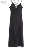 Cut Out Long Dress Women Black Backless Slip Dress Woman Ruched Sexy Summer Dresses For Women 2023 Evening Party