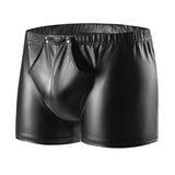 Zingj Men's High Bright Matte Square Leather Pants Sexy Open Gear Soft Short Shorts Size