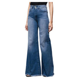 Loose Retro Wide-Leg Straight Leg Washed Jeans-Outfit