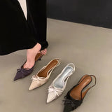 Version Of The Bow Tip Tip Heel High Heels 2025 New Spring And Summer Temperament Famous Slime Head Cold