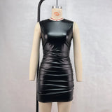 Zingj New Women's Ladies' PU Leather Sexy Slim Hip Wrap Dress