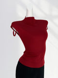 Zingj West Sister With The Same Wine Red Short-Sleeve T-Shirt Female Shoulder Chic Beautiful Small Shirt This Life Year Slim