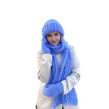Zingj Warm Knit Hat Scarf Gloves Three-Piece Female Hair Wool
