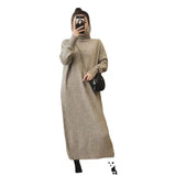 Zingj Autumn / Winter New Loose Inner Skirt Long Over The Knee Sweater Plus Thick Turtleneck Sweater Woman-Outfit