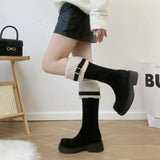 Heel Over The Knee Boots And Wool Wool Boots Women Shoes 2025 New Autumn And Winter Snow Boots Tube Knight
