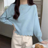 Color Retro Lazy Loose-Set Bottom Knitted Blouse 2024 Spring New Pullover
