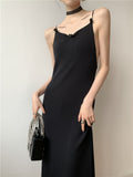 Backless Butterfly Elegant Long Sexy Dress Women Summer Spaghetti Strap Black Bodycon Ladies Midi Night Club