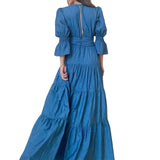 Spot 2025 Spring New Lady Fashion Temperament V Neck Long Sleeve In The Long