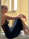 Sexy Lace Women Cami Knee Dress Backless Sleeveless Summer Mesh See Through Bodycon Hot Erotic Fashion Clubwear