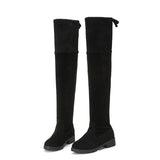 Zingj New 2023 Women's Boots Suede Over The Knee Boots Low Heel Flat And Cotton Thermal Sleeve Women's Boots- Outfit