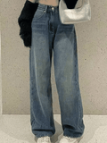 Vintage Faded Wash Straight Leg Boyfriend Jeans- Outfit