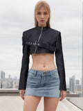 And Summer 2025 Fashion Personality Trend Wind Irregular Design Sense Belt Slim Slim Short Jacket