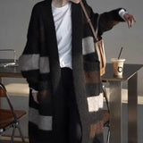 Zingj Door Bump Color Stripe Autumn Winter New Style In The Feeling Of Long Sweater Female Coat Languid Lazy Wind Wear Cardigan Female-Outfit