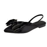 Women's Shoes 2025 Summer New European Silk Bow Tip Simple Two-Wear Side Heel New Trend