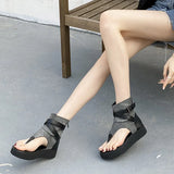 Sandals Women's 2023 Spring And Summer New Pinch-Toe Women's Shoes Waterproof Table High-Side Zipper Denim Retro