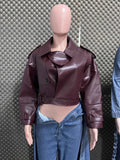 2025 New Women's Fashion Simple Retro Locomotive Jacket Collar Long Sleeve Short