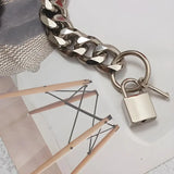 Lock Faux Leather Chain