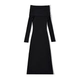 Zingj Trendy Women's Wear Shoulder Grinding Knitted Dress Autumn New Sweater Hip Skirt Long Bottomed
