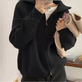 Women's Coat Spring And Autumn Lazy Style 2024 New Knitted Cardigan Zipper Korean Version Of The Internet Celebrity Loose And