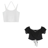 Women Summer Korean Style Sweet Fashion Streetwear Slim All-match Holiday Comfortable Cropped Party Girls Kawaii
