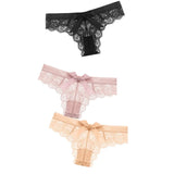 Sexy String Lace Underwear Women Back Bow Panties Women G String T-back Thong Transparent Lingerie Cute