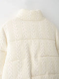 Cabel Knitted Zipper Puffer Coat- Outfit