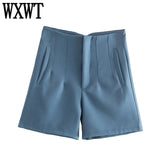 Women Solid Shorts High Waits Zipper Fly Shorts With Pockets Female Chic Casual Shorts Mujer Pantalon