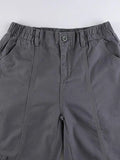 Washed Pocket Solid Cargo Pants- Outfit