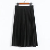 and Autumn New Fashion Women's High Waist Pleated Solid Color Half Length Elastic Skirt Promotions Lady Black