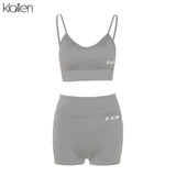 Sexy Casual Camisole and Short 2 Piece Set Women Streewear Fitness Outfit Sportswear Summer Beach Cotton Tracksuit