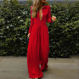 Spot 2025 Women's Autumn And Winter Fashion Temperament Solid Color Shirt Slacks Suit Two