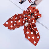 Chiffon Bowknot Silk Hair Scrunchies Women Pearl Ponytail Holder Hair Ties Hair Rope Rubber Bands Headwear Hair