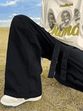 Men's Strap Detail Pocket Loose Cargo Pants- Outfit
