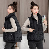 Down Cotton Vest Female 2024 Autumn / Winter New Korean Version Loose Hooded Vest Vest To Wear A Versatile Warm Jacket-Outfit
