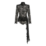 Sexy Pure Net Yarn Hollow Flowers Thin Jumpsuit Girl Body