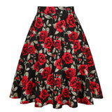 Women's Runway Cotton Retro Vintage Skirt Black Faldas High Waist A Line Rockabilly Jupe 50s Swing Umbrella Skirts Pin Up