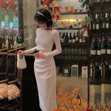 Dress For Women Elegant Midi Bodycon Dress Office Ladies Solid Clothing Femme Fashion Summer